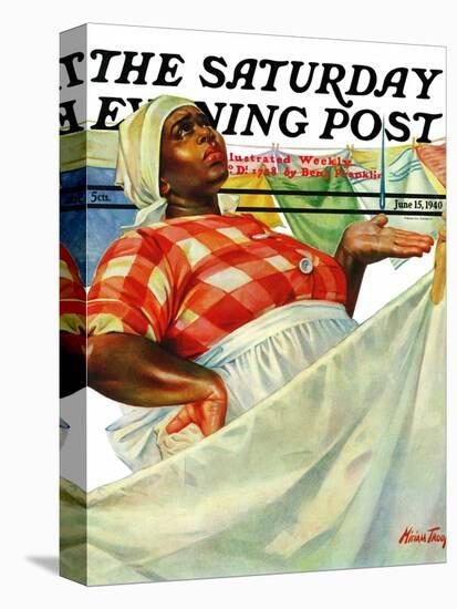 "Rain on Laundry Day," Saturday Evening Post Cover, June 15, 1940-Mariam Troop-Premier Image Canvas