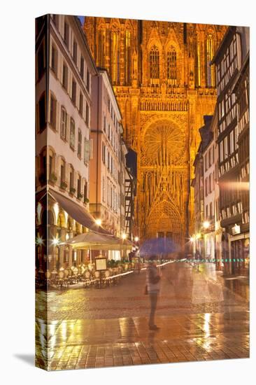 Rain Soaked Streets in Front of Strasbourg Cathedral, Strasbourg, Bas-Rhin, Alsace, France, Europe-Julian Elliott-Premier Image Canvas