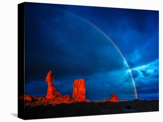 Rainbow at Balanced Rock, Arches National Park, Utah Stormlight at Sunset Entrada Sandstone-Tom Till-Premier Image Canvas