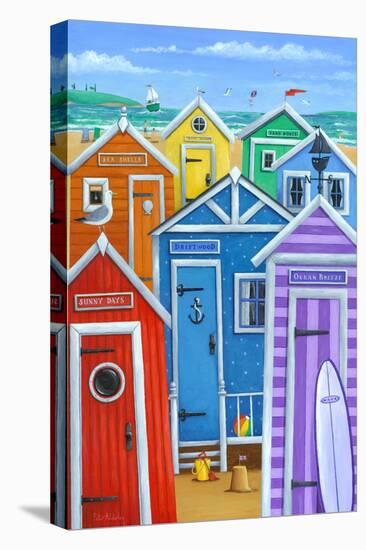 Rainbow Beach Huts-Peter Adderley-Stretched Canvas