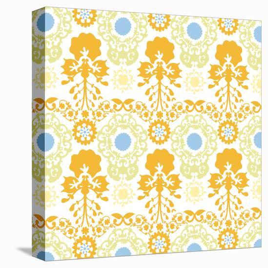 Rainbow Bee Eaters Damask-null-Stretched Canvas