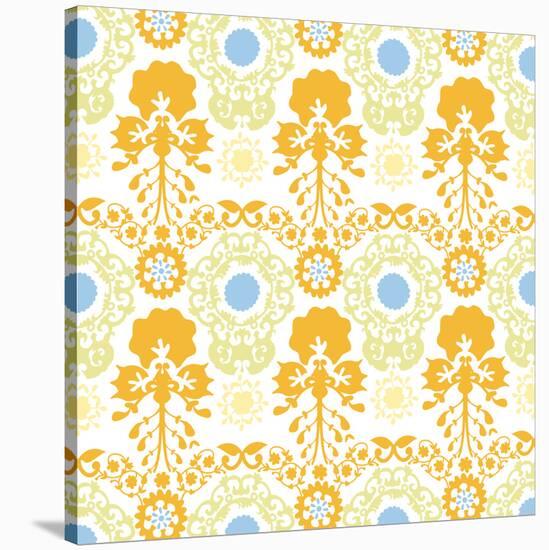Rainbow Bee Eaters Damask-null-Stretched Canvas