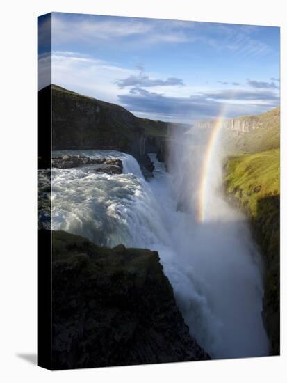 Rainbow Forms as Hvita River Pours over Gullfoss Waterfall, Arnessysla County, Iceland-Paul Souders-Premier Image Canvas