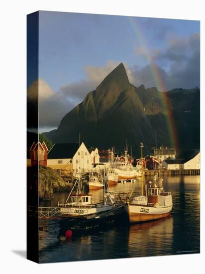 Rainbow Over Colourful Fishing Village of Hamnoy, Moskenesoya, Lofoten Islands, Nordland, Norway-Gavin Hellier-Premier Image Canvas
