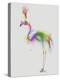 Rainbow Splash Flamingo 1-Fab Funky-Stretched Canvas