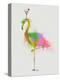 Rainbow Splash Flamingo 2-Fab Funky-Stretched Canvas