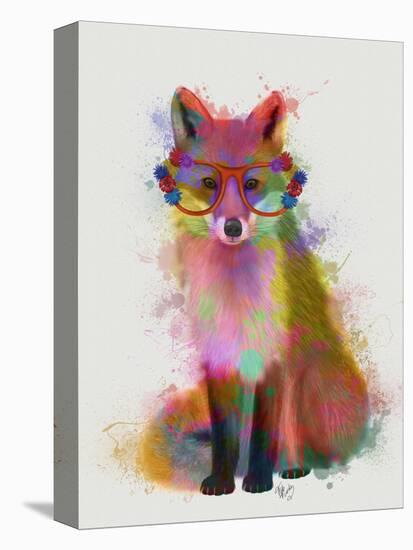 Rainbow Splash Fox 2-Fab Funky-Stretched Canvas