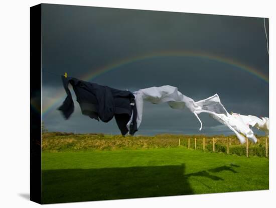 Rainbow, Stormy Sky and Clothes Line, Bunmahon, County Waterford, Ireland-null-Premier Image Canvas