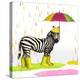 Raindrops Safari Zebra-Hugo Edwins-Stretched Canvas