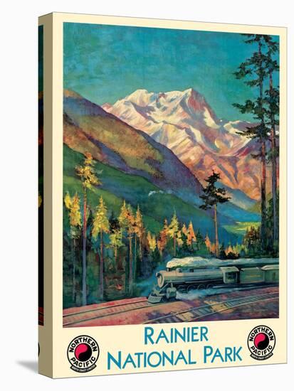 Rainier National Park - Stampede Pass, Washington - Vintage Railroad Travel Poster, 1920s-Gustav Wilhelm Krollmann-Stretched Canvas