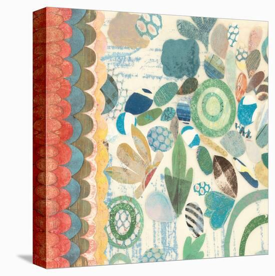 Raining Flowers with Border Square I-Candra Boggs-Stretched Canvas