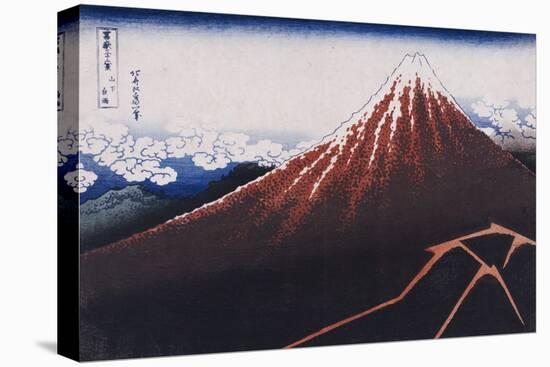 Rainstorm Beneath the Summit (The Black Fuji)-Katsushika Hokusai-Premier Image Canvas