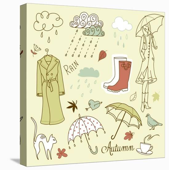 Rainy Autumn Days Doodles-Alisa Foytik-Stretched Canvas
