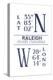 Raleigh, North Carolina - Latitude and Longitude (Blue)-Lantern Press-Stretched Canvas