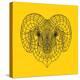 Ram Head Yellow Mesh-Lisa Kroll-Stretched Canvas