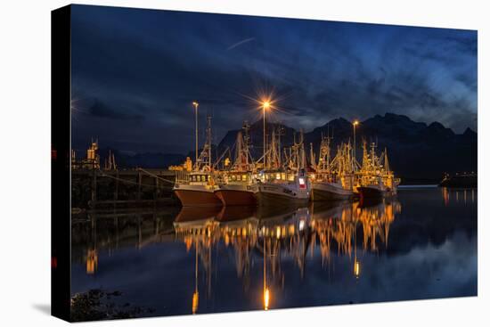 Ramberg Harbour with Fishing Trawlers at Night, Lofoten-Stefan Sassenrath-Premier Image Canvas