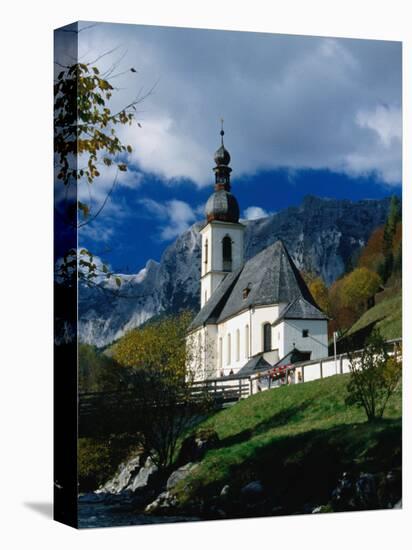 Ramsau Church Above Ramsauer Arche Stream, Berchtesgaden, Germany-Martin Moos-Premier Image Canvas