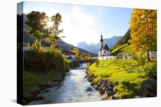 Ramsau Church in Autumn, Ramsau, Near Berchtesgaden, Bavaria, Germany, Europe-Miles Ertman-Premier Image Canvas