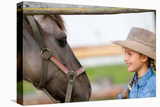 Ranch - Lovely Girl with Horse on the Ranch, Horse Whisperer-Gorilla-Premier Image Canvas