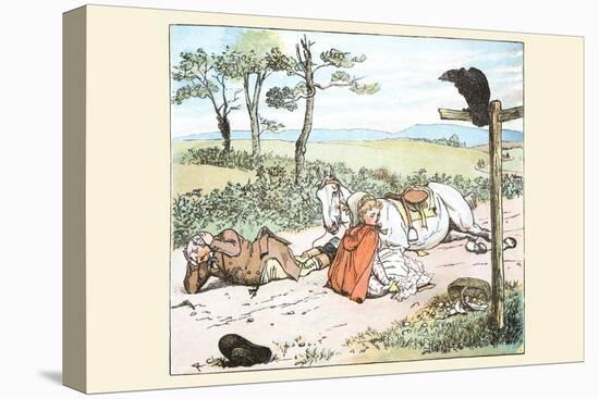 Raven Spooked the Farmers Horse and He Tumbled to the Ground with His Daughter-Randolph Caldecott-Stretched Canvas