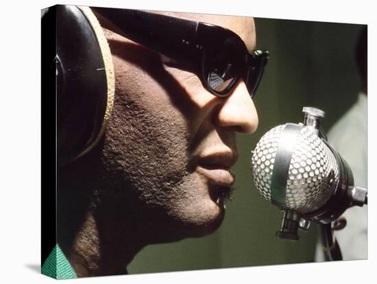 Ray Charles Taping a Coca-Cola Radio Commercial, 1967-null-Stretched Canvas