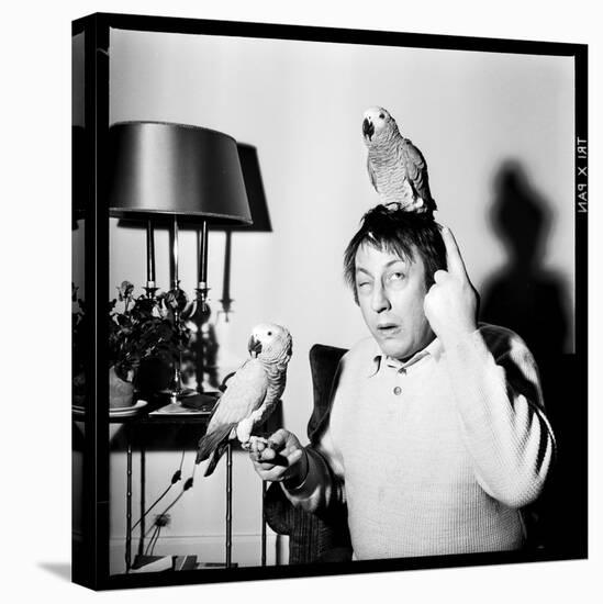 Raymond Devos with Two Parrots in Colmar, August 3968-Marcel Begoin-Premier Image Canvas