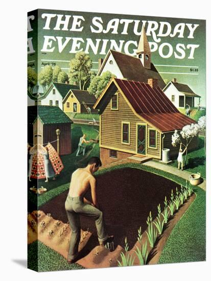 "Re print of "Spring 1942"," Saturday Evening Post Cover, April 18, 1942-Grant Wood-Premier Image Canvas