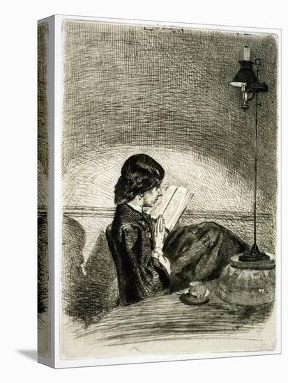Reading by Lamplight, 1858-James Abbott McNeill Whistler-Premier Image Canvas
