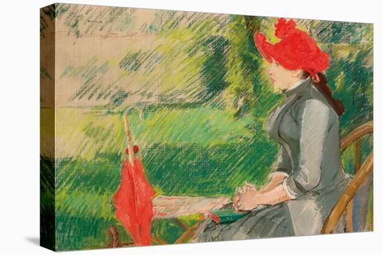 Reading in the Garden; or Woman in Red Hat, C. 1880-1882 (Pastel and Charcoal on Canvas)-Eva Gonzales-Premier Image Canvas