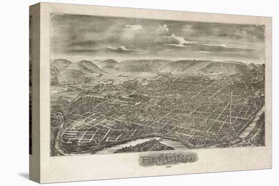 Reading, Pennsylvania - Panoramic Map-Lantern Press-Stretched Canvas