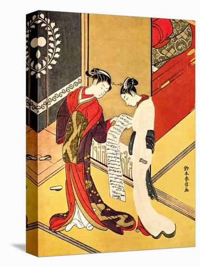 Reading the Letter, C1750-Suzuki Harunobu-Premier Image Canvas