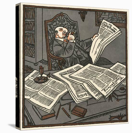 Reading the Papers-Erich Schilling-Stretched Canvas