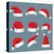 Realistic Christmas Santa Claus Red Hats Isolated Vector Set. Santa Claus Cap to Xmas Holiday Celeb-MicroOne-Stretched Canvas