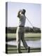 Rear View of a Senior Man Swinging a Golf Club-null-Premier Image Canvas