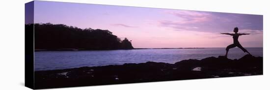 Rear View of a Woman Exercising on the Coast, La Punta, Papagayo Peninsula, Costa Rica-null-Premier Image Canvas