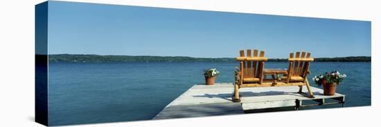 Rear View of Two Adirondack Chairs on a Dock, Minnesota, USA-null-Premier Image Canvas