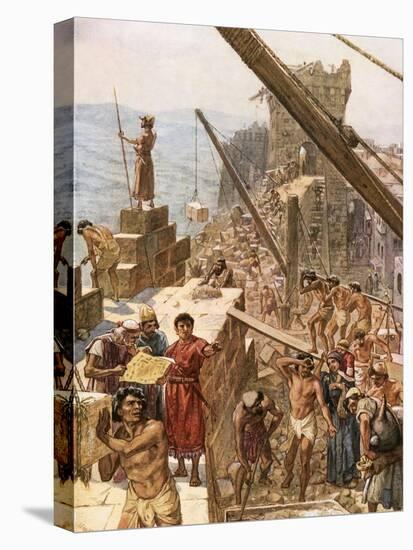 Rebuilding the Wall of Jerusalem under Nehemiah-William Brassey Hole-Premier Image Canvas