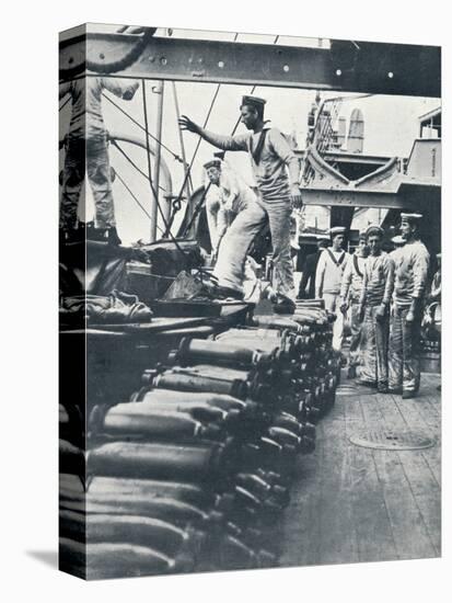 Receiving shells for the naval guns on the deck of a battleship, c1914-Unknown-Premier Image Canvas