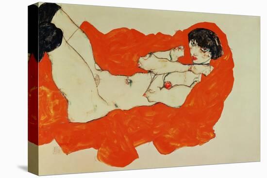 Reclining Female Nude on Red Drape, 1914-Egon Schiele-Premier Image Canvas