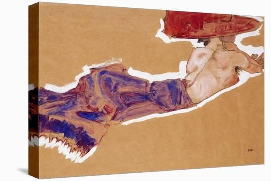 Reclining Semi-Nude with Red Hat, 1910-Egon Schiele-Premier Image Canvas