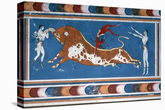Reconstruction of the 'Bull-leaping' fresco from the Minoan Royal palace at Knossos-Unknown-Premier Image Canvas