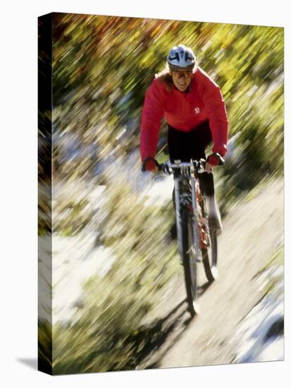 Recreational Mountain Biker Riding on the Trails-null-Premier Image Canvas