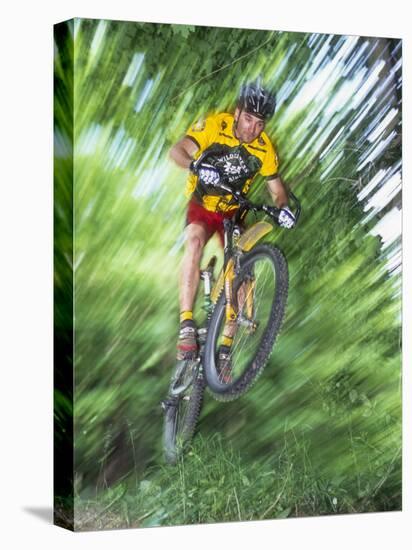 Recreational Mountain Biker Riding on the Trails-null-Premier Image Canvas