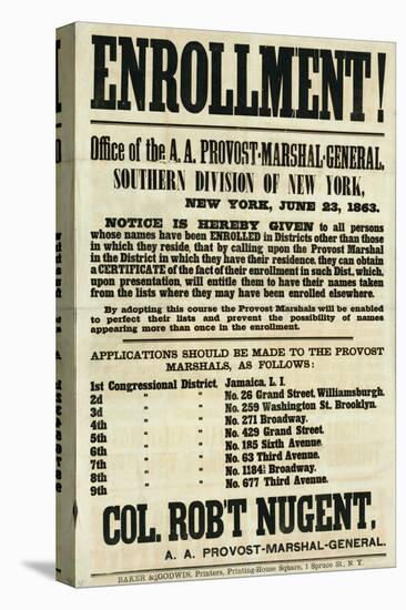 Recruitment Poster for the Southern Division of New York, 23rd June 1863-null-Premier Image Canvas