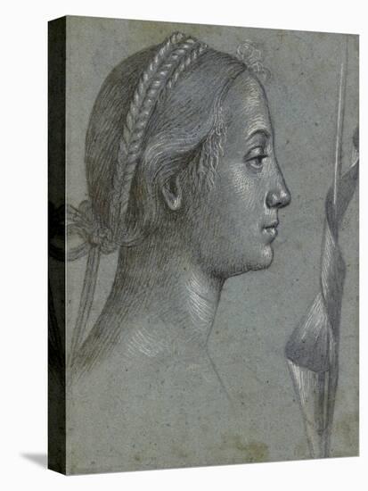 Recto: Head of a Woman with a Pennant Wound Round a Pole (Black Chalk with Brown Wash-Vittore Carpaccio-Premier Image Canvas