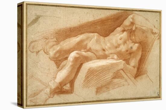 Recumbent Youth Posed Nude, Except for His Hose Pulled Down to His Ankles-Annibale Carracci-Premier Image Canvas