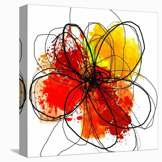 Red Abstract Brush Splash Flower II-Irena Orlov-Stretched Canvas