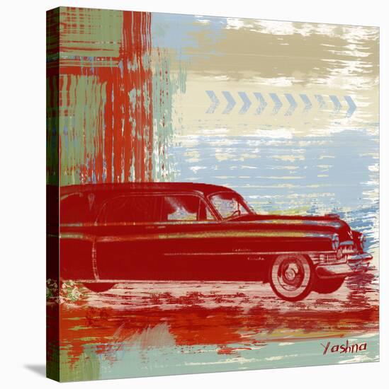 Red Abstract Car-Yashna-Stretched Canvas