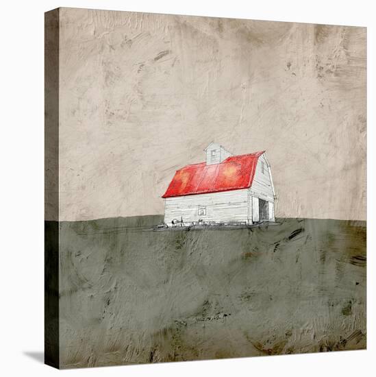 Red and White Barn-Ynon Mabat-Stretched Canvas