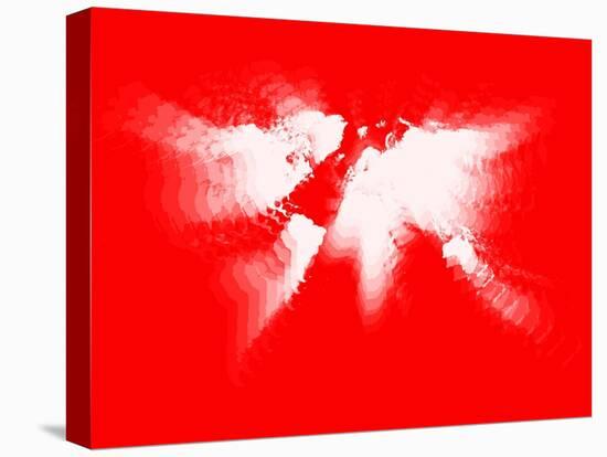 Red and White Radiant World Map-NaxArt-Stretched Canvas
